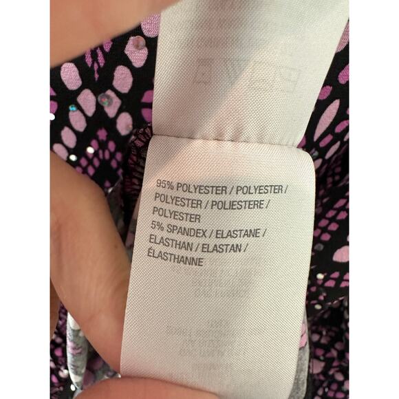 BOB MACKIE | Wearable Art Black & Purple Geometric Print Knit Top | XXS - Picture 6 of 7